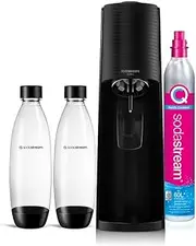 [sodastream] Terra Value Pack Sparkling Water Maker with 2 x 1 L Dishwasher Safe Cast Bottles and 1 x Quick Connect CO2 Cylinder for Making up to 60 L of Sparkling Water, Matt Black