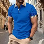 Men's Golf Shirt Golf Polo Work Casual Lapel Short Sleeve Basic Modern Color Block Patchwork Button Spring Summer Regular Fit Black White Wine Army Green Navy