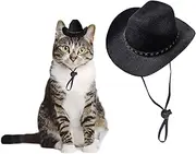 AWOCAN Dog Cowboy Hat Cat Cowboy Hat Pet Cowboy Costume Mini Cowboy Hat for Dogs Cat Holiday Halloween Pet Party Decoration (Black, Small)