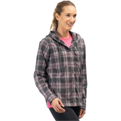Klim Women's Ginny Mountain Midweight Stretch Flannel Zip Hoody - Asphalt/Punch