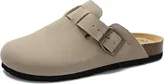 [HOMETRUE] Womens Clogs Slippers Sandals with Cushioned Cork-Footbed, Beige, 11