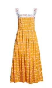 Autumn Adeigbo Chloe Midi Daisy Pocket Sundress Floral Stretch Cotton Size 4
