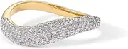 [PAVOI] 14K Gold Plated Wavy Cubic Zirconia Stackable Ring for Women | Twisted Wave CZ Band | Delicate Eternity Rings
