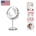 1x/10x Magnifying Lighted Makeup Mirror Double Sided Round Standing 360 Degre...