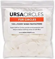 URSA Fur Circles - Mini Windshields for Lavalier/Lapel Microphones. Reduce Wind Noise & Clothing Rustle. Compatible with Sennheiser, RODE, Sanken, Tascam & More (100x Circles White, Black)