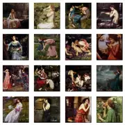 Ceramic Tiles John William Waterhouse Vintage Female Art Backsplash 16 Tile Set
