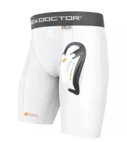 Shock Doctor Core Double Compression Shorts with Bio-Flex Athletic Cup - White