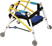 Cerebral Palsy Walker Child, Folding Aluminum Child Rollator Walker Mobility Aid,Limb Disability Handrails Crutches Child Standing Frame(Large)