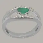 14k White Gold Natural Emerald Cultured Pearl Womens Band Ring - Sizes 4 to 12