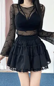 Ribbon Lace A-line Skirt