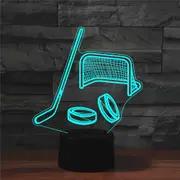 Ice Hockey Shape 3D Colorful LED Vision Light Table Lamp, USB Touch Version