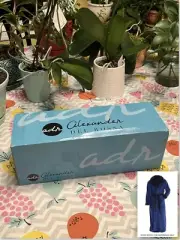Alexander Del Rossa Men's Fleece Robe Navy Blue/Black Small/Medium * FREE SHIP
