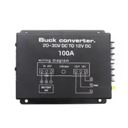 100A DC 24V to 12V Car Power Converter Electric Converter with Temperature Control for Golf Cart Club Car Truck Bus Black