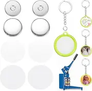 uxcell 10 Sets Button Maker Supplies 32mm / 1.26 Inch Blank Badge Button Parts Badge Parts with Blank Paper for Hand Press Crafts Making Double-Sided Keychain, Light Green