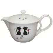 Teapot Kyusu Tokoname - AKIRA - White - 350 ml/cc Stainless Infuser Black Cat A