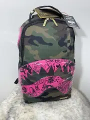 SPRAYGROUND DROP ZONE CAMO W/PINK SHARK MOUTH LIMITED EDITION *SOLDOUT EVERYWHER