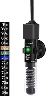 AQUANEAT Aquarium Heater, 25W Small Betta Fish Tank Heater, Mini Preset Water Thermostat with a Thermometer