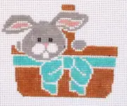Bunny in Basket Easter Hand Painted Needlepoint Canvas