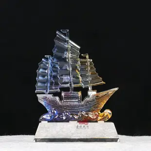 琉璃帆船擺件一帆風順琉璃工藝品年會伴手禮書房辦公室前臺擺設