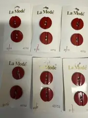 Buttons Red, 12 New, LaMode, 2 Hole