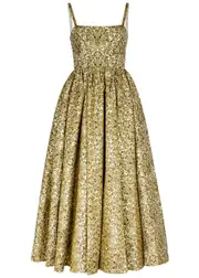 Alice + Olivia Fay Floral Brocade Midi Dress - Gold - 8 (UK12 / M) 8 (UK12 / M)