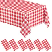 6 Pack Red Gingham Tablecloth Rectangular Red and White Checkered Tablecloths...