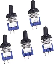 5Pcs Waterproof Toggle Flick Switch and 2Pcs Cover, 250V ON/Off Car Dash Light Metal Boot, 2Pin Heavy Duty, 3A Rocker Toggle,1.18X0.51X0.47in