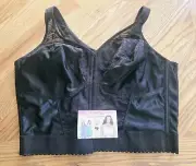 Exquisite Fully Front Close Longline Posture Bra Women's Size 46DD Black NWT