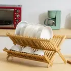 Natural Dish Drying Rack 2 Tier Drying Holder Folding Dish Rack Home