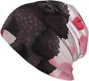[QMNKLET] Beanie Hats for Men Women Soft Knit Cuffed Beanie Pink Poodles Dogs Skull Cap Headwear Ski Hat, Black, One Size