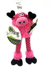 GoDog Pig Skinny Mini Soft Plush Squeaky Toss & Shake Dog Toy 9"