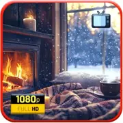 Cozy Snowfall Haven - Premium UHD Fireplace & Gentle Snowdrift Sleep Screensaver