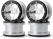 2.2” Alloy Beadlock 1/10 RC Wheels Rims 40mm for Crawler Axial Wraith Rock Car Pack of 4 (Balck+Silver)