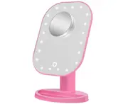 Supperstore Desktop Single-sided Makeup Mirror with 10 Times Magnification Beauty Makeup Mirror LED with Light Emitting Mirror-Pink