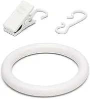 [IKEA] IKE-502.172.38 Gardinenringe mit Klemmen und Haken (weiß, Ø Curtain Rings SYRLIG with Clamps and Hooks (White, Diameter 38 mm)