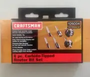Craftsman 26004 1/4" Shank Carbide Tipped Router Bit 6 Piece Set