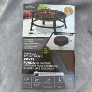 Fire Pit Cover NEW Premium Round 38” Brown Canvas Diameter Protects From Weather