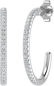 [FINEROCK] 1/4 Carat to 1/2 Carat Diamond Open Hoop Earrings in 14K Gold (SI1-SI2 Clarity)