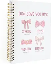 PLKMN Pink Bow Coquette Journal Gifts, Christian Notebook for Women, Preppy Bible Study Supplies, Notebook for Bible Notes, Bible Journal Notebooks for Note Taking 5.5x8.3 Inch