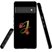 For Google Pixel 6 Pro Case Tough Protective Cover Embellished Letter J