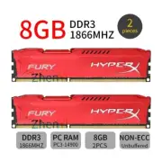 Kingston HyperX FURY 16GB 2x 8GB DDR3 1866MHz PC3-14900U DIMM Desktop Memory BT