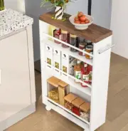 Storage Rolling Narrow Kitchen Bathroom Cart Wheels