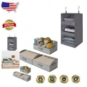 Efficient 3-Pack Trapezoid Storage Bins with Hanging Organizer for Small Spaces