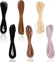 Asofelk 6 Rolls 5.6 Yard X 2.4MM Leather String Suede Cord Leather Cords Rope String for Jewelry Making Bracelet Necklace Jewelry Making Lanyards DIY Crafts (5 Colors,2.4mm x 5.6 Yard)
