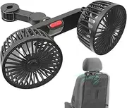 Car Seat Fan - Car Fan For Back Seat,Portable 3 Speeds Adjustable Ventilador Cooling With 360 Degree Rotation Double Heads For Beach Golf Cart Treadmill