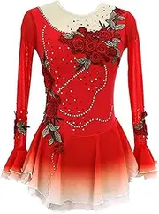[Zagitova] Figure Skating Dress for Girls Gradient Long Sleeve Women Applique Competition Dance Outfits Shiny Rhinestone