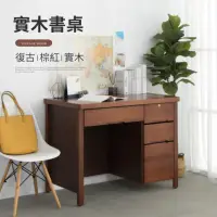 在飛比找momo購物網優惠-【IDEA】復古年代實木帶鎖書桌/辦公桌
