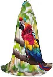 SKKNT Fantastic Parrot Feather 1 Print Halloween Hooded Cloak Full Length Cape With Hood For Men And Women For Carnival