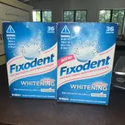 Fixodent Advanced Whitening Denture Cleanser Tablets 36 Ct X2 Boxes 72 Total Old