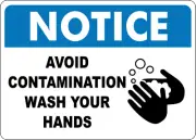 OSHA NOTICE: AVOID CONTAMINATION WASH YOUR HANDS| Laminated Vinyl Decal Sticker